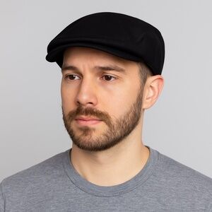 Jaxon Black Ivy Flat Cap Newsboy Hat Cotton Twill Size M Unisex